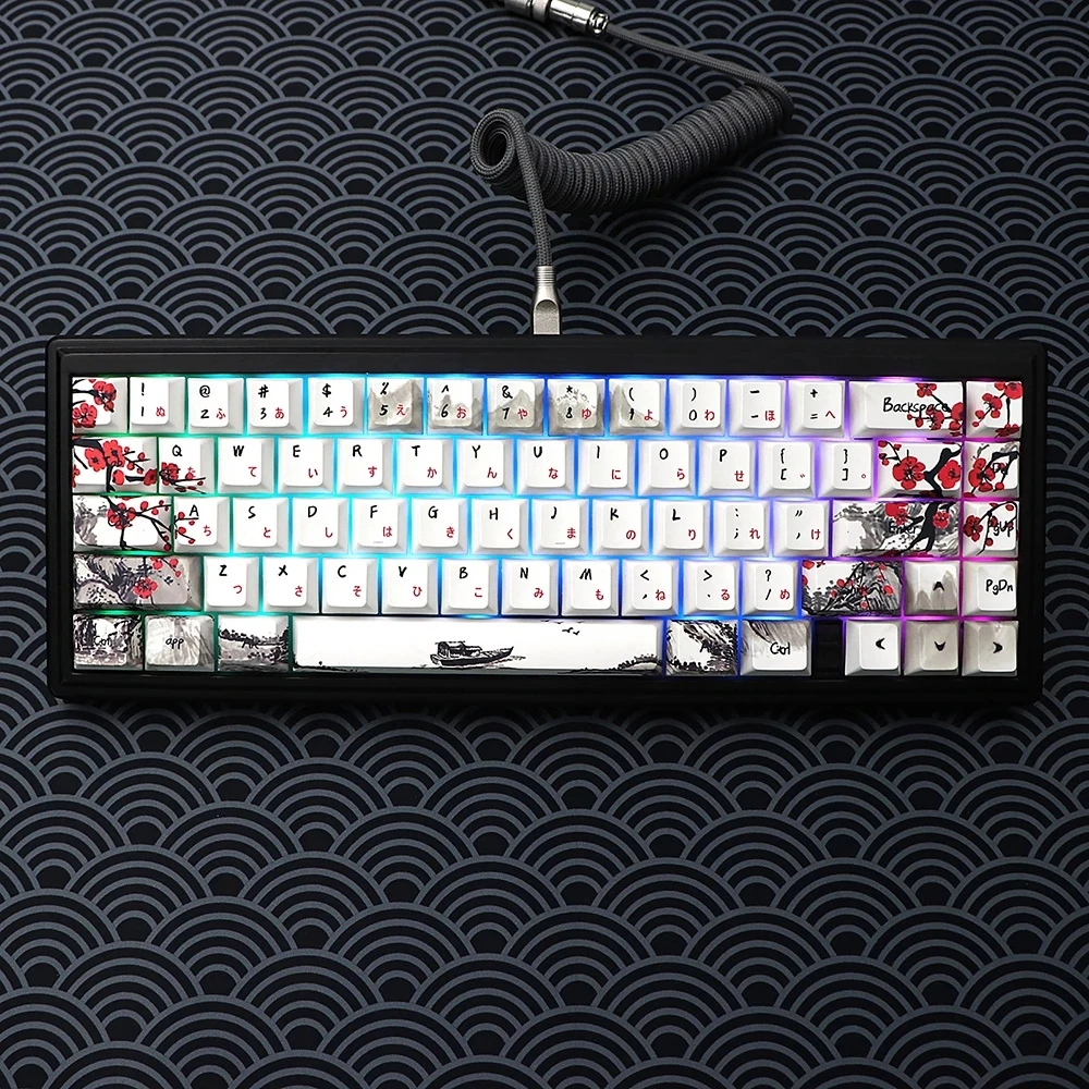 Keycaps Iso para Qwertz Azerty Alemão Francês Espanha Keycaps Dye Sub Plum Blossom Perfil de Cereja 61 64 67 68 80 Chaves