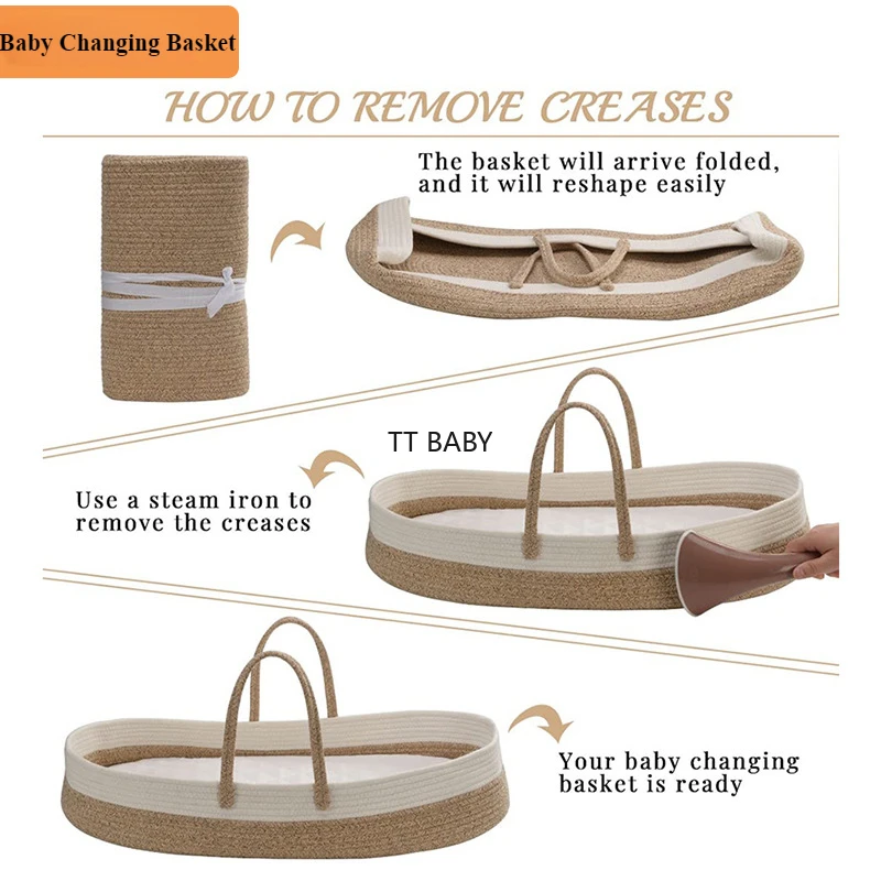Baby Changing Basket , Blanket & Changing Pad for Dresser, Potable Baby Pad for Dresser, Moses Basket Newborns