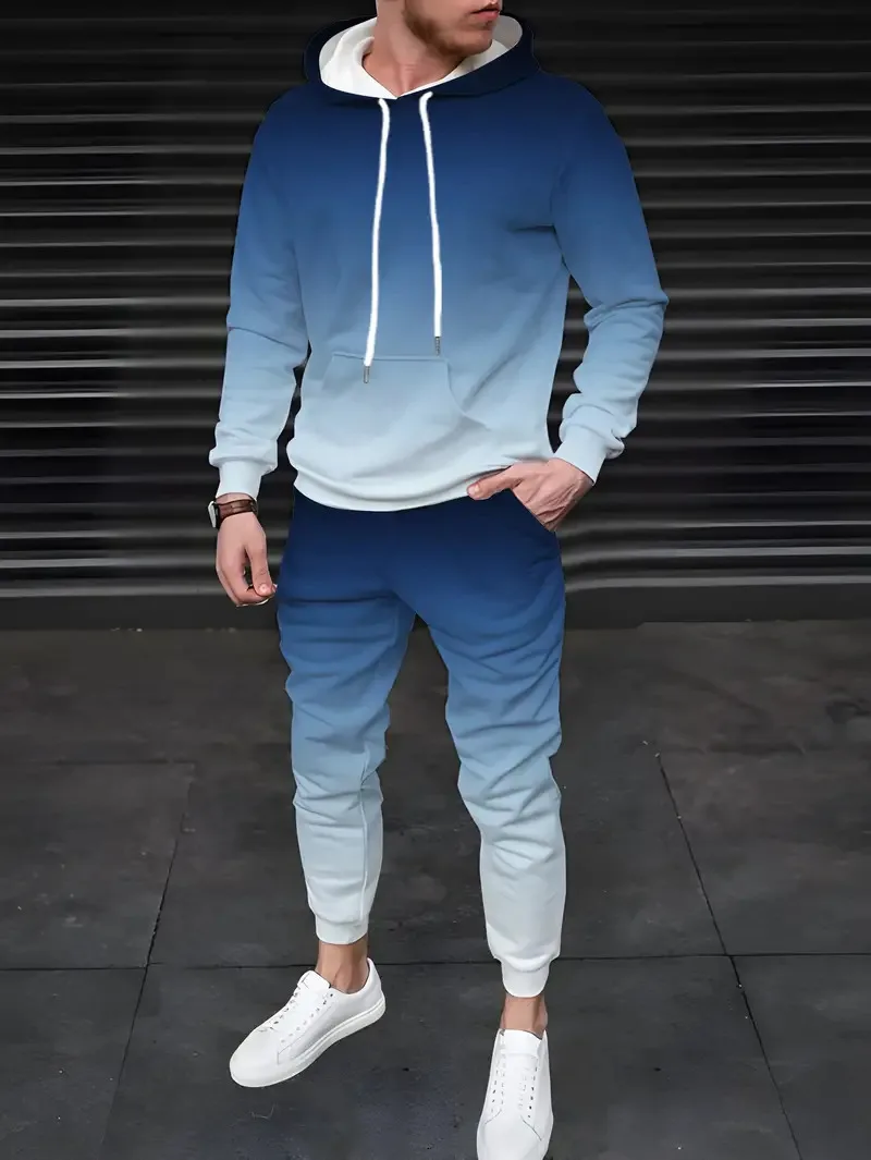Men's 3D Printed Hoodies Sweatpants Sets Casual Tracksuit