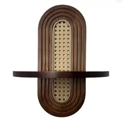 Handcrafted Rattan Arched Wall Decor Shelf for Indoor Display and Storage (Brown)