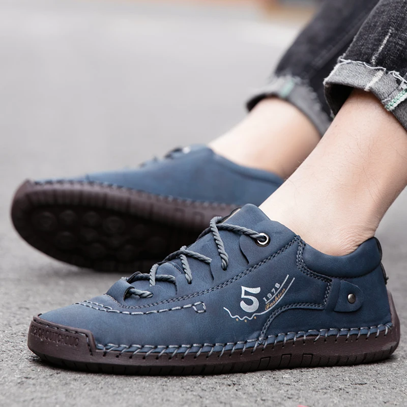 Men Leather Casual Shoes Outdoor Comfortable Non-slip Flats Moccasin,casual shoes,casual sneakers,leather shoes,fashion sneakers