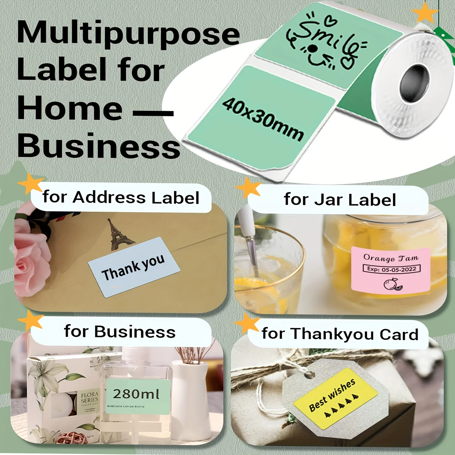 [Colorful Sticker Labels]Colorful Stickers - Compatible with M110/M221/M220/M120/M200, Suitable for Barcode/Address