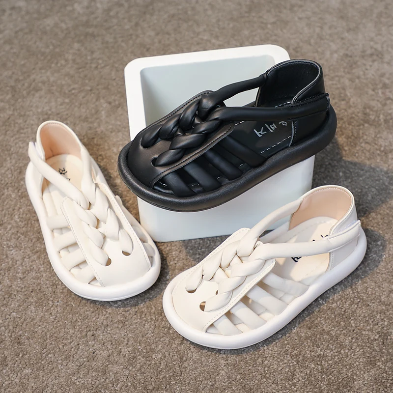 Leather Cage Sandals for Kids Summer Beach Play