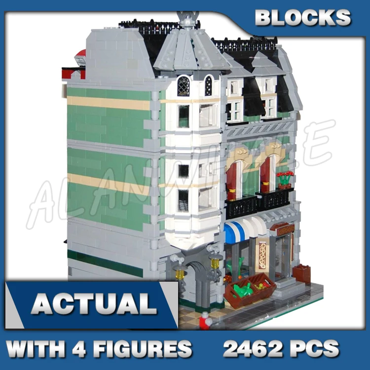 

2462pcs Expert Modular Street View Green Grocer Classic Apartments 15008 Building Block Sets Compatible With Model