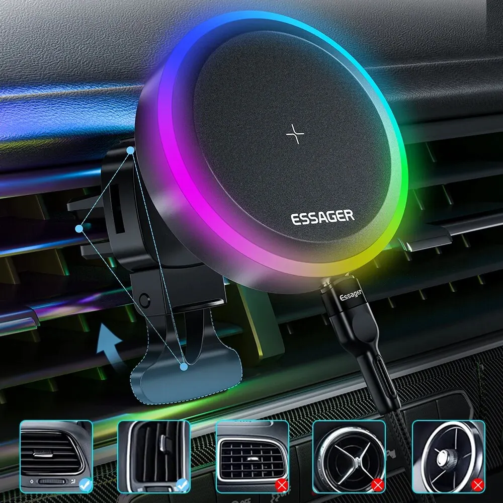 Essager RGB ׳ƽ  ޴ ġ, Qi 15W  ,  14, 13  ƽ, Ｚ ޴ ġ ĵ