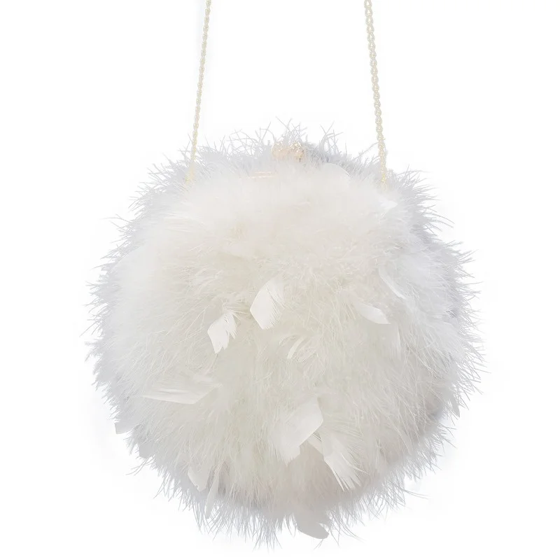 Korean Version Of The New Women's Single Shoulder Fur Bag Luxury Ostrich Fur Crossbody Bag Cute Style Trend Chain Bag