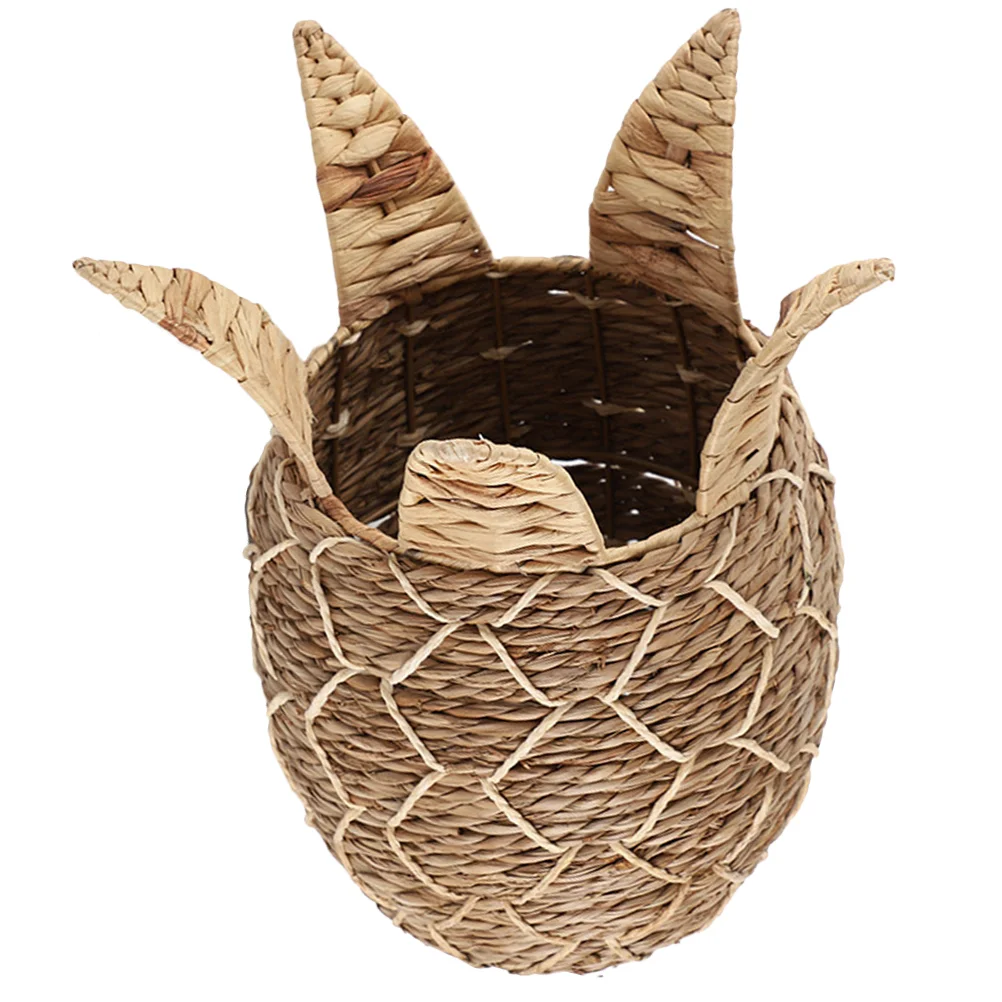 

Laundry Basket Straw Pineapple Rustic Decor Wicker Trash Can Cattail Grass Home Storage