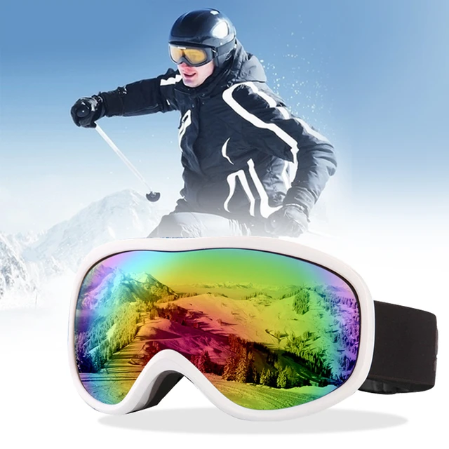 Occhiali da sci doppio strato UV400 antiappannamento grande maschera da sci  occhiali sci neve uomo donna