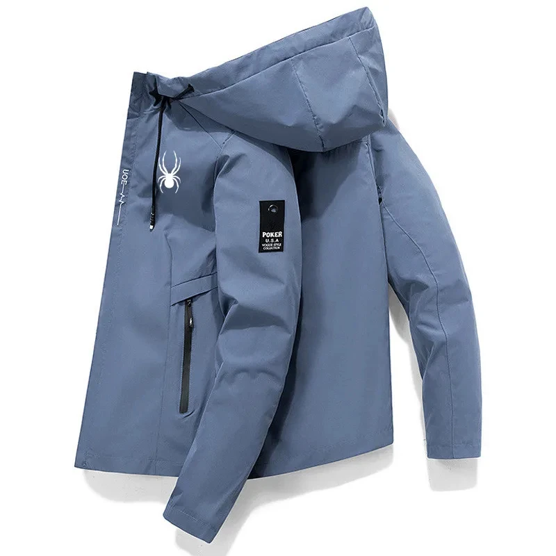 Sports Jacket Windbreaker Jacket Casual Jacket Men Spring Autumn Monochrome Zippered Hooded