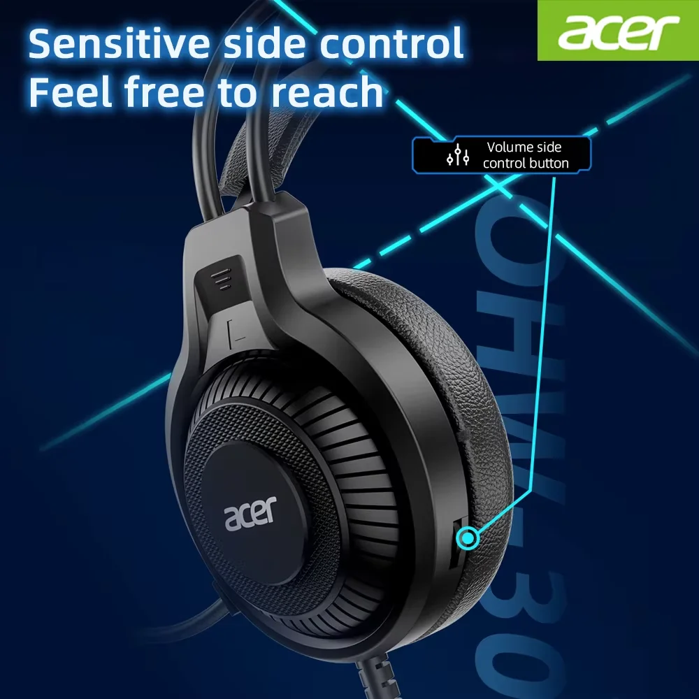 Acer Ohw303 Headsets Gamer 7 1 Stereo Virtual Surround Bass Earphone Gaming Headphone With Mic Led Light For Computer Pc Gamer, Alina Gadgets