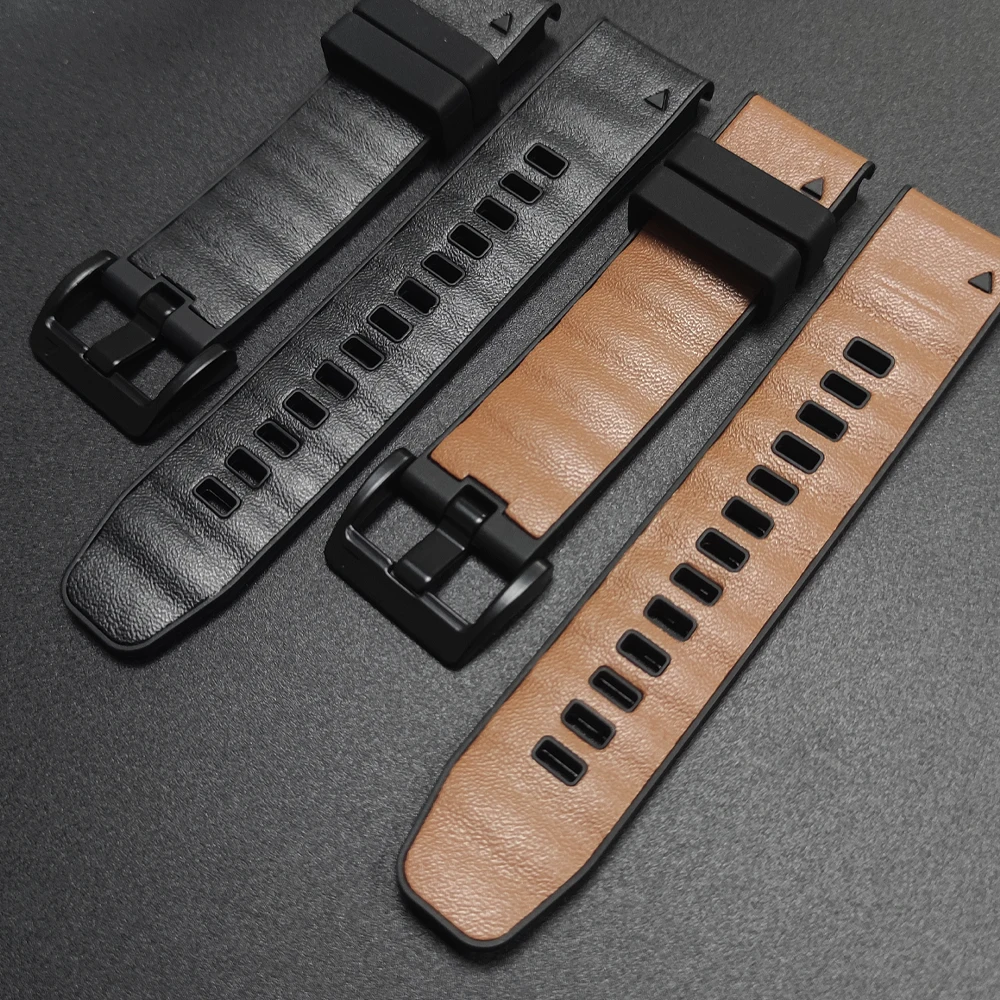 Premium Leather and Silicone Quickfit Watch Band Bracelet (22-26mm)
