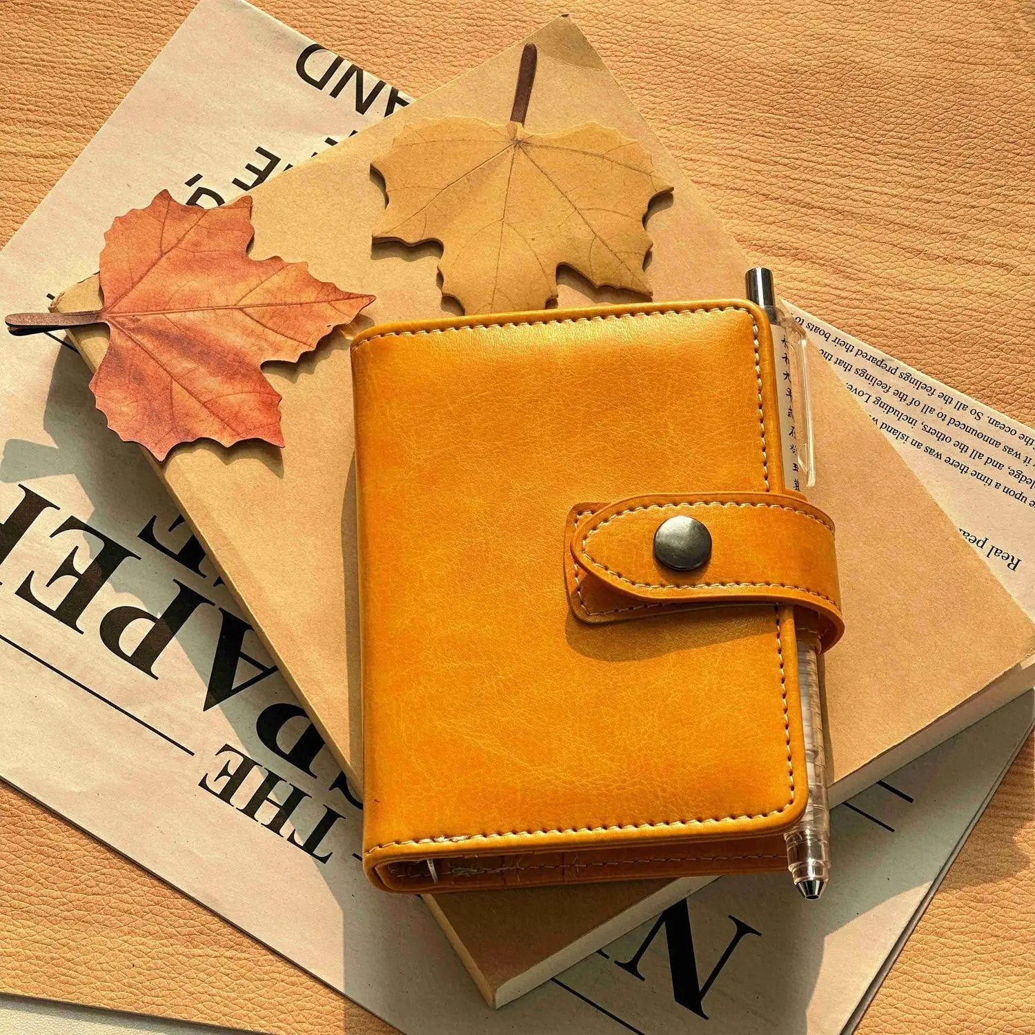 Elegant PU Leather Loose Leaf Notebook with Detachable Handbook and Card Holder Planner