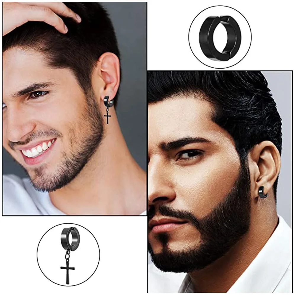 6/8/10 Pairs Punk Mens Magnet Magnetic Ear Stud Set Non Piercing Earrings Fake Cross Earrings Gift for Boyfriend Lover Jewelry