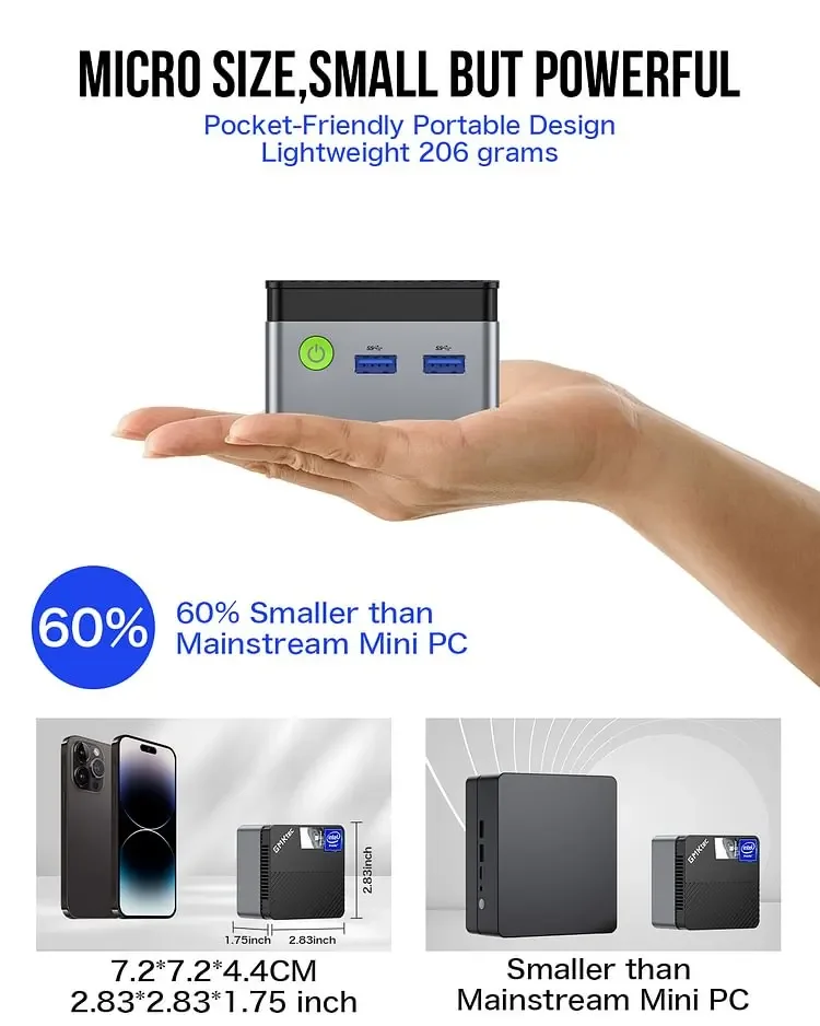 GMKtec G5 Alder Lake N97 MINI PC Windows 11 Pro LPDDR5 12GB 512GB