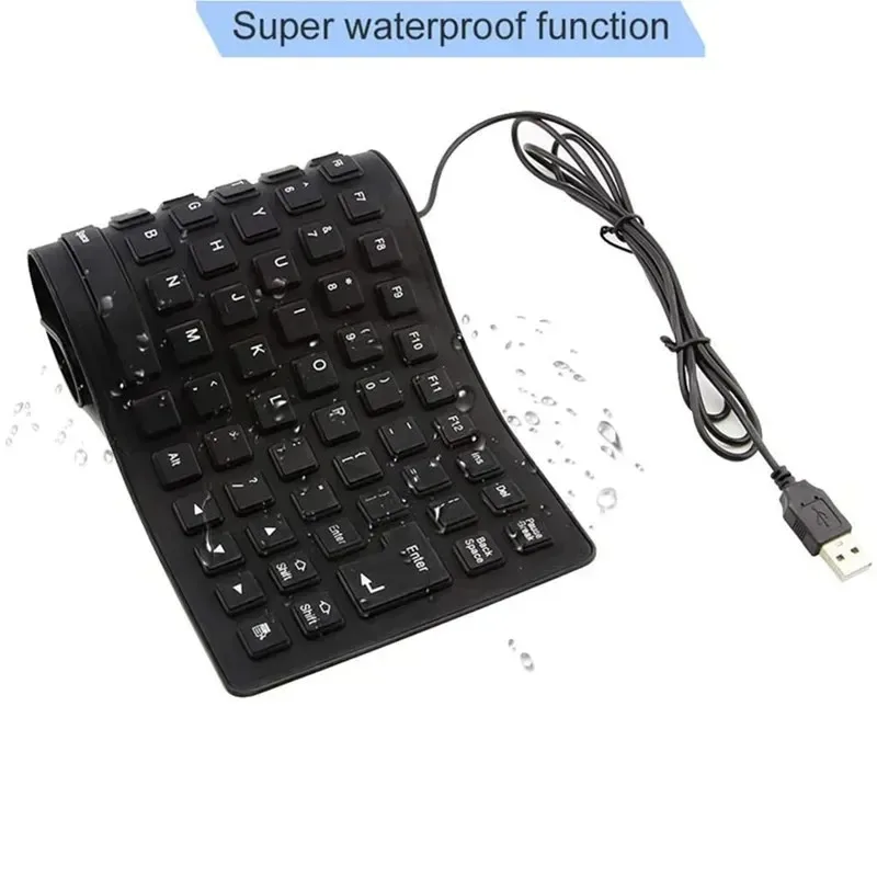 Foldable Silicone Keyboard - Silent, Waterproof, Dustproof, Soft Touch, USB Wired