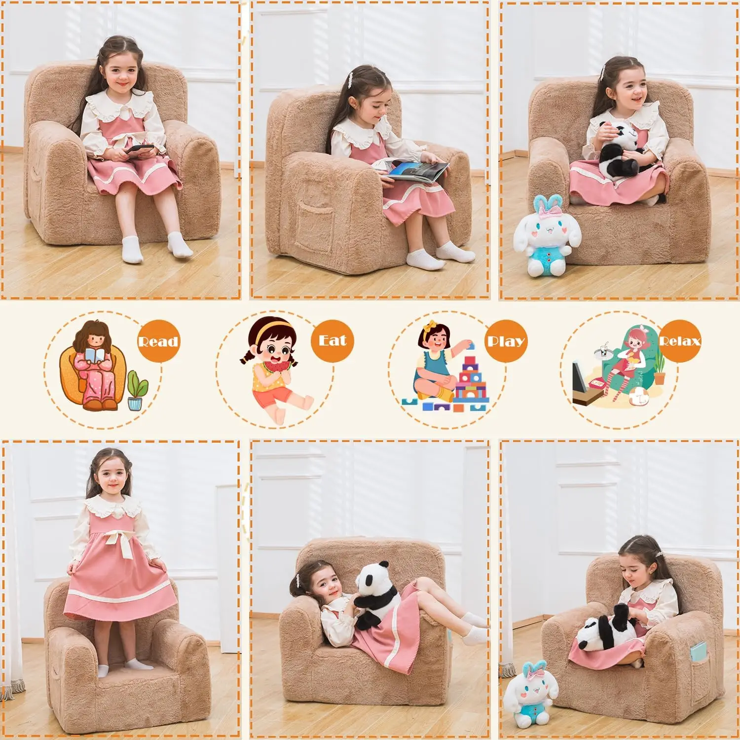 Plush children's sofa Sofa reading chair with child-friendly handling 4