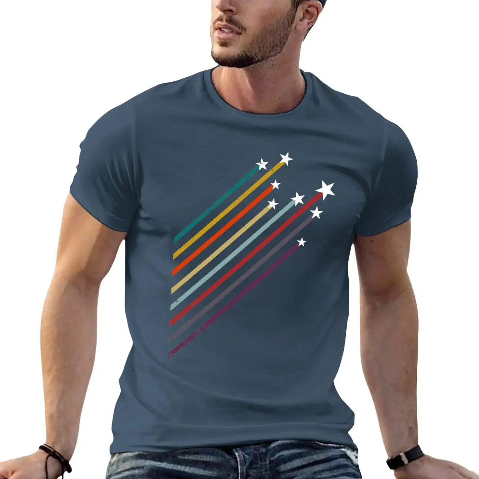 

Colored rising stars T-Shirt customs design your own vintage clothes customizeds men t shirts