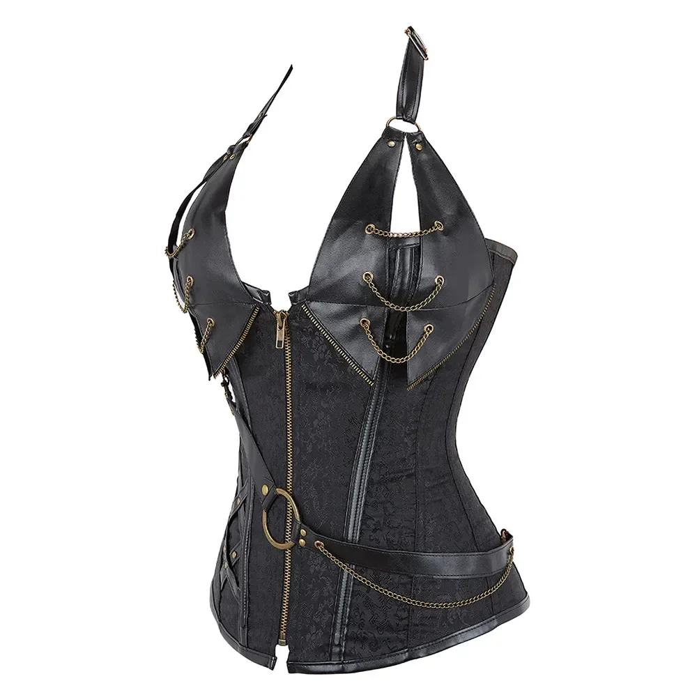 Women Bustiers Corsets Medieval Viking Pirate Costume Gothic Leather Overbust Corselet Steampunk Corset Vest Bustiers