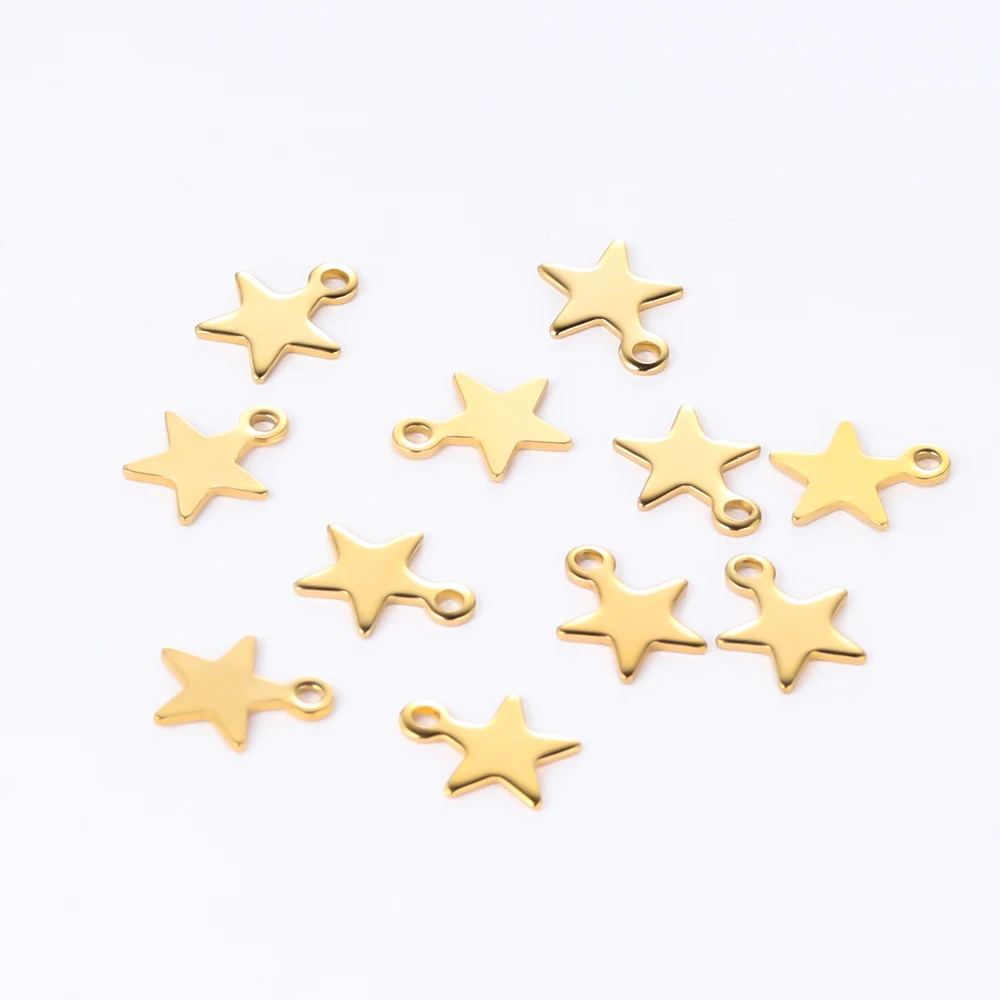 Stainless Steel Small Star Pendant Flat Charms 20pcs for DIY Jewelry Making Necklace Decoration Bracelet End Tail Charm stainless steel charms,star charms,jewelry charms,fashion jewelry accessories