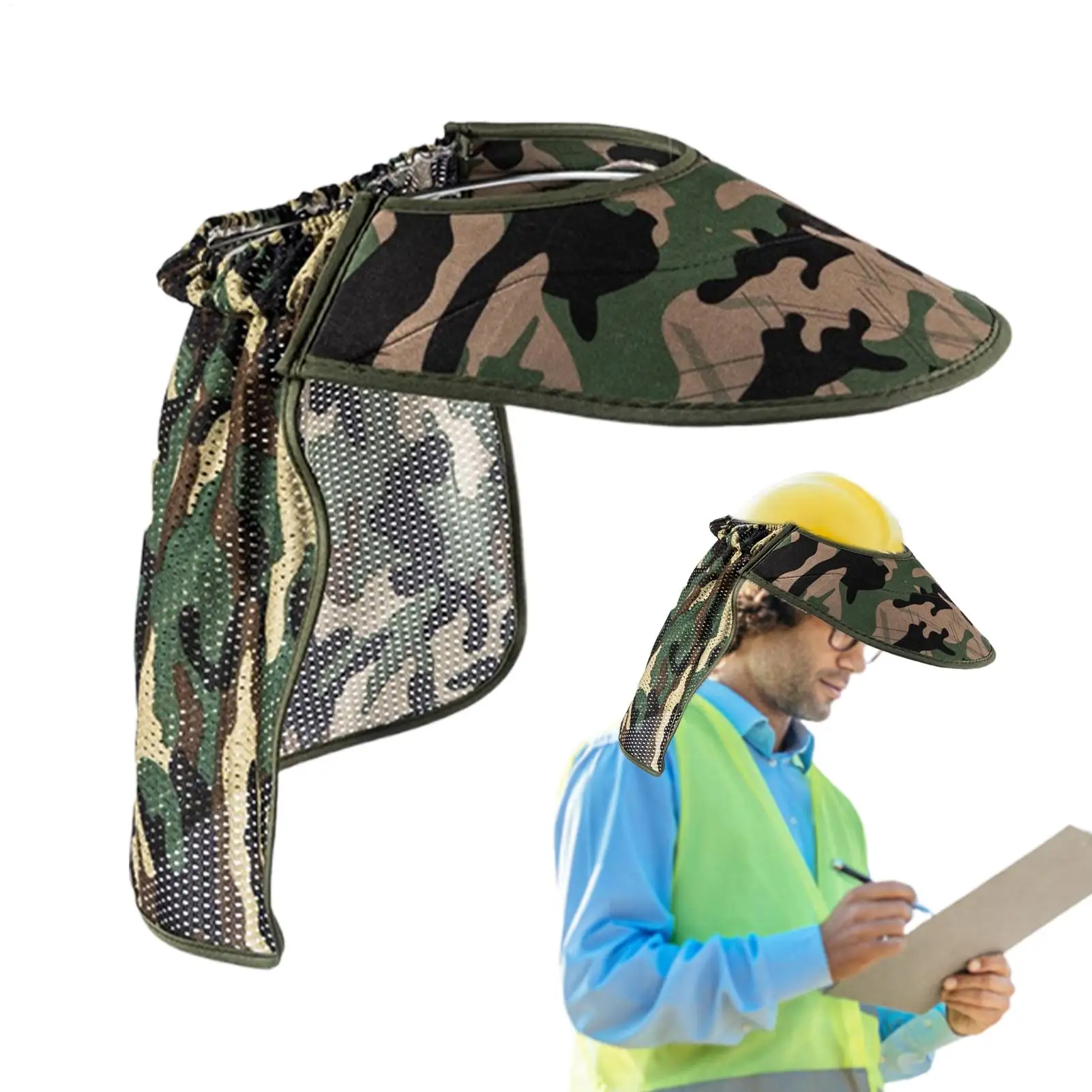 Hard Hat Sun Shade Full Brim Mesh Sun Shield with Reflective Strip Visor Neck Shade Full Brim Hard Hats Accessories Neck Protect