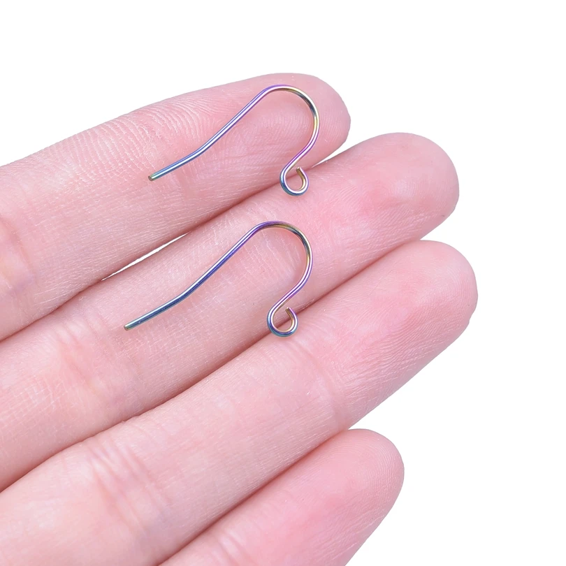 50pcs/Lot Rainbow Ear Hooks For Jewelry Making Earrings Ear Piercing Hoop Stainless Steel Jewelry Findings Wholesale Components
