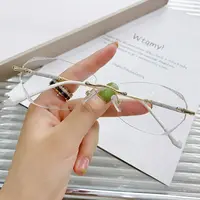 Diamond Frameless Myopia Glasses Anti-Blue Light Eye Protection Ultra Light Eyeglasses Men Women Vision Care 100~400 Diopter 2