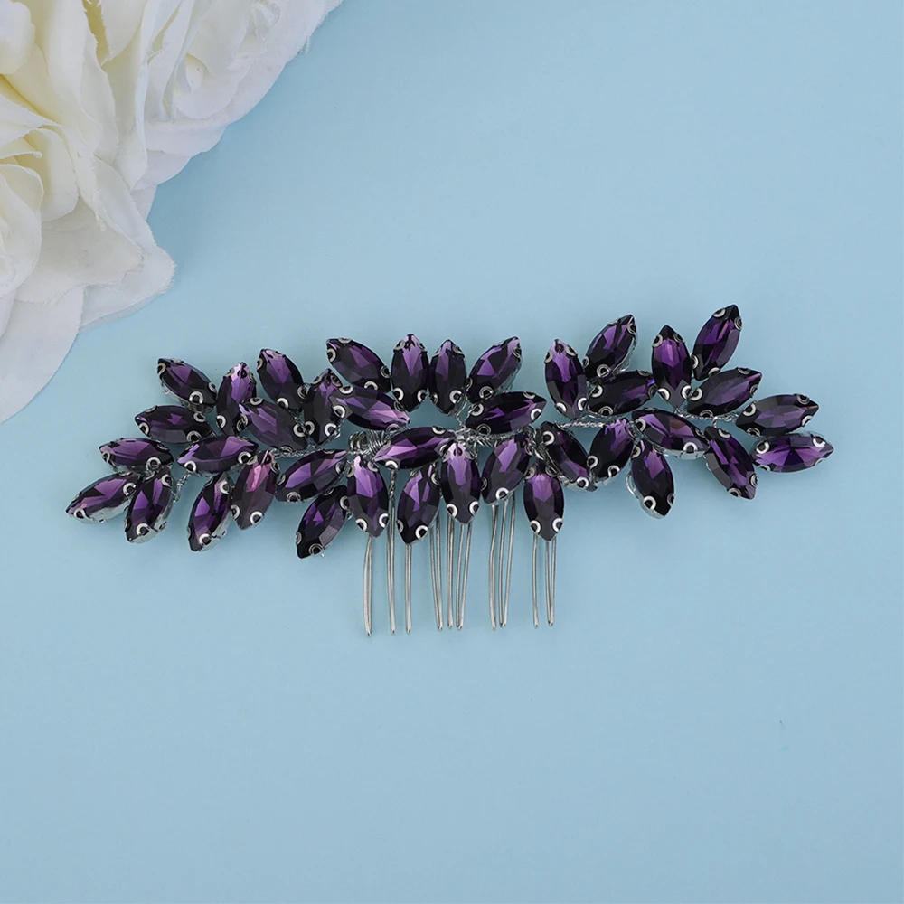 Sdb9d2d0b0eec475aa17914b8cb0aa91fh Fashion Rhinestone Hair Comb for Bridal Headpiece 9 Color Wedding Hair Accessories Women Handmade Tiara Headdress Party Headwear Mallzona