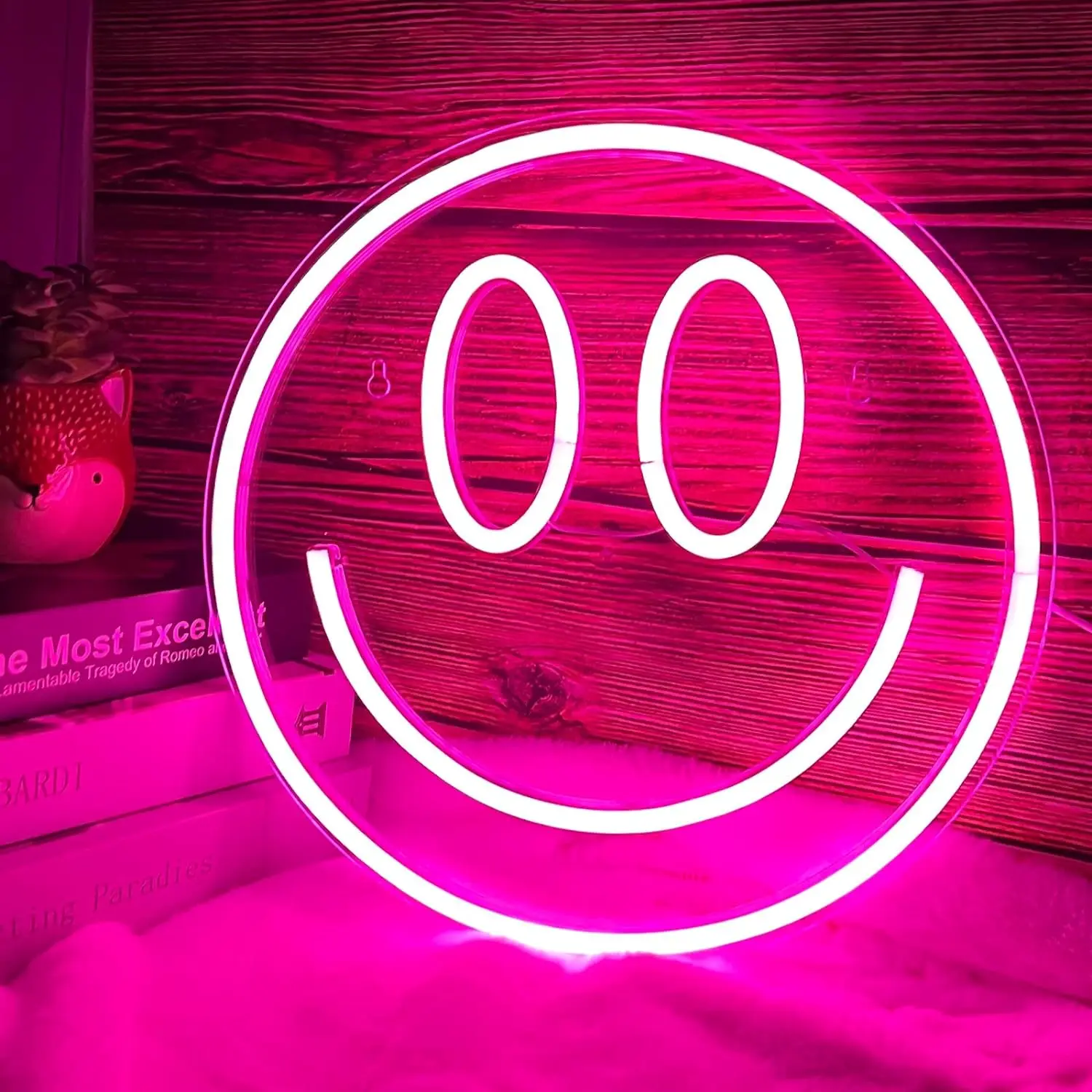 

Smiley Face Neon Sign - LED Smiley Face Neon Light Wall Decor, USB Powered Smiley Light Signs for Bedroom Birthday Wedding