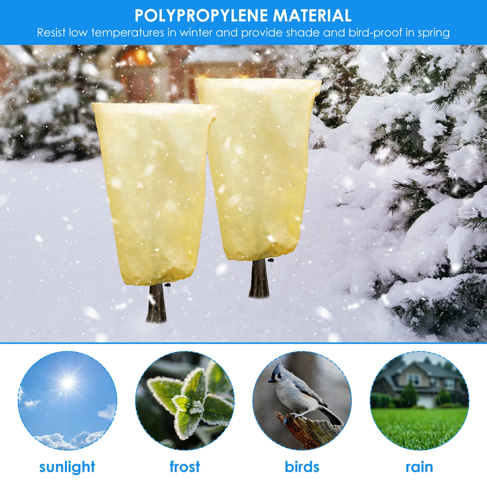 2Pcs Plant Frost Protection Cover Non Woven Winter Warm Cover with Drawstring Tree Shrub Plant Protecting Bag Garden Accessories