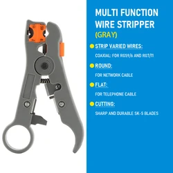 Versatile Electric Wire Stripping and Cutting Tool (Grey)