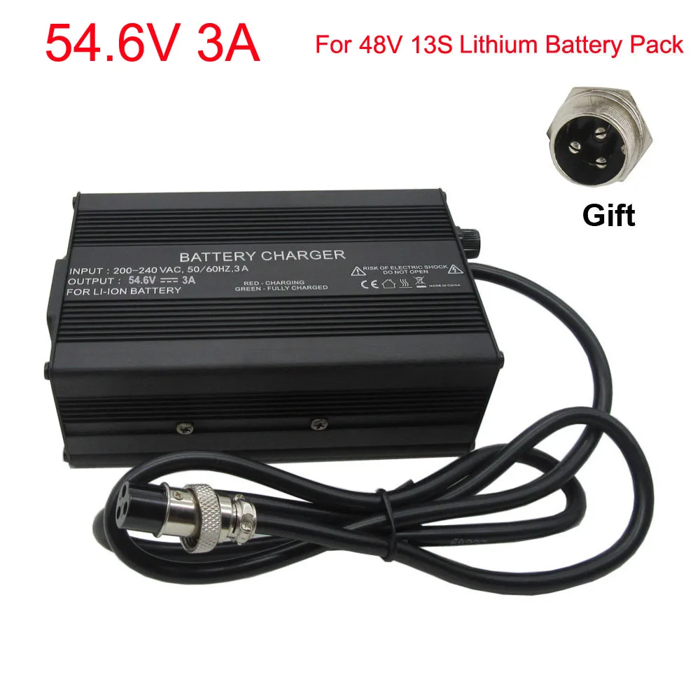 180W 48V 3A 54.6V Li-ion Ebike Charger For 48 V 13S Electric Bike Bicycle Wheelchair Lithium Battery With Fan | Электроника