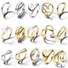2024 New 925 Sterling Silver Organically Shaped Stacking Rings Heart Two-tone Entwined Bands Ring Fit Women Gifts 1