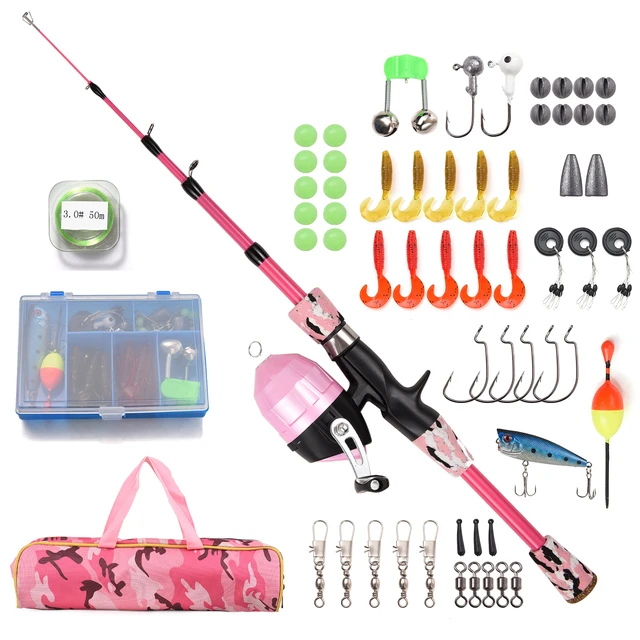 Kids Fishing Rod and Reel Combo Full Kit 1.2m/1.5m Telescopic Casting Rod  Pole with Spincast Reel and Hooks Lures Swivels bag - AliExpress