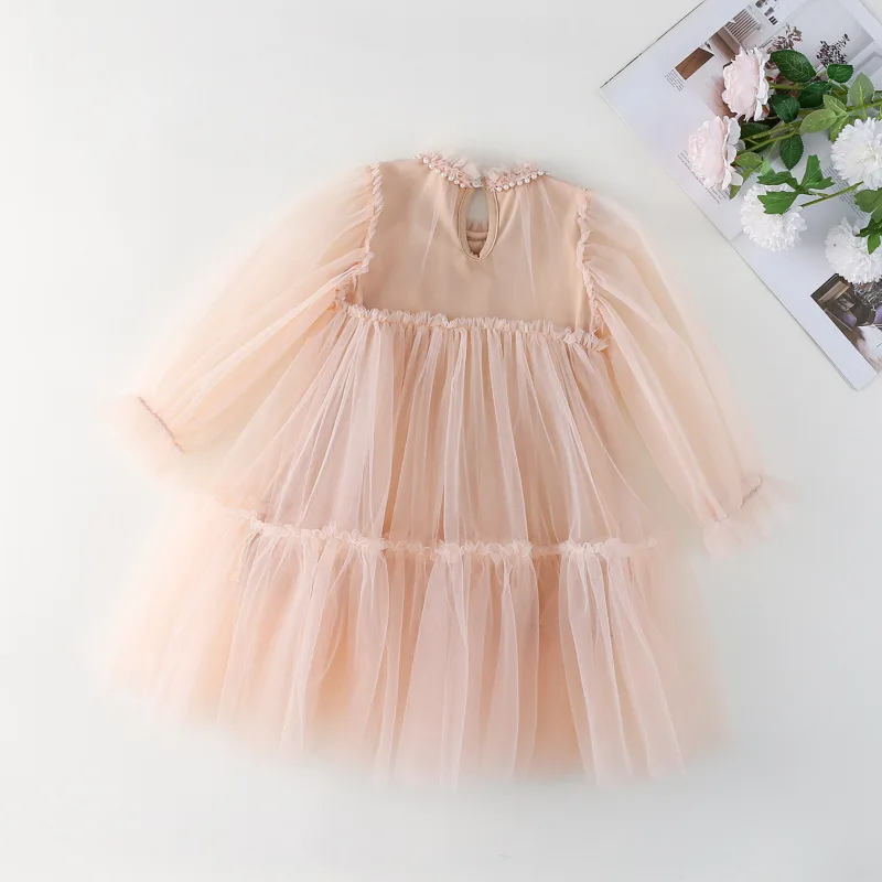 Girls Spring Lace Patchwork Tulle Princess Dress
