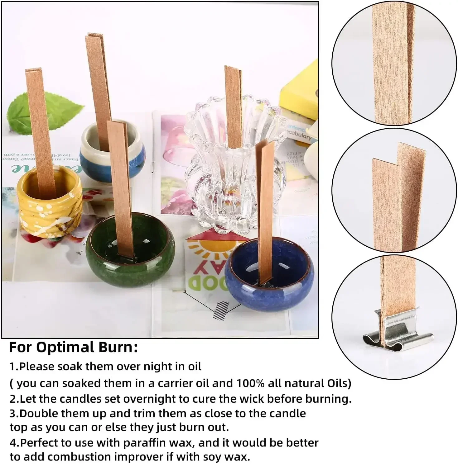 Artisanal Soy Wax Candles with Wooden Wicks and Candle-Making Guide