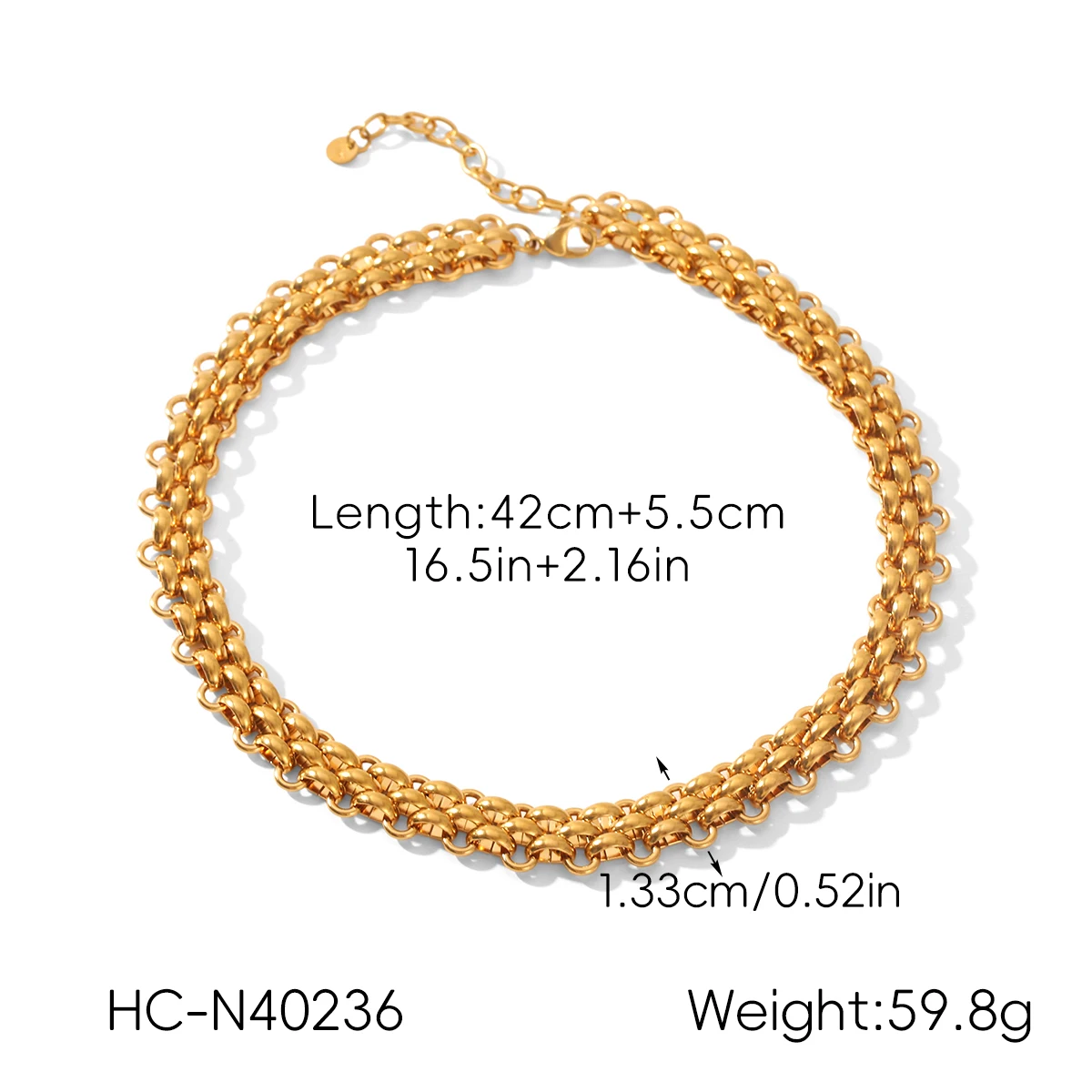 Massives Gliederketten-Schmuckset aus Edelstahl, 18K vergoldet, Vintage, wasserdicht, für Damen, Party, Bijoux Femme, Joyas De Acero – Detail 3