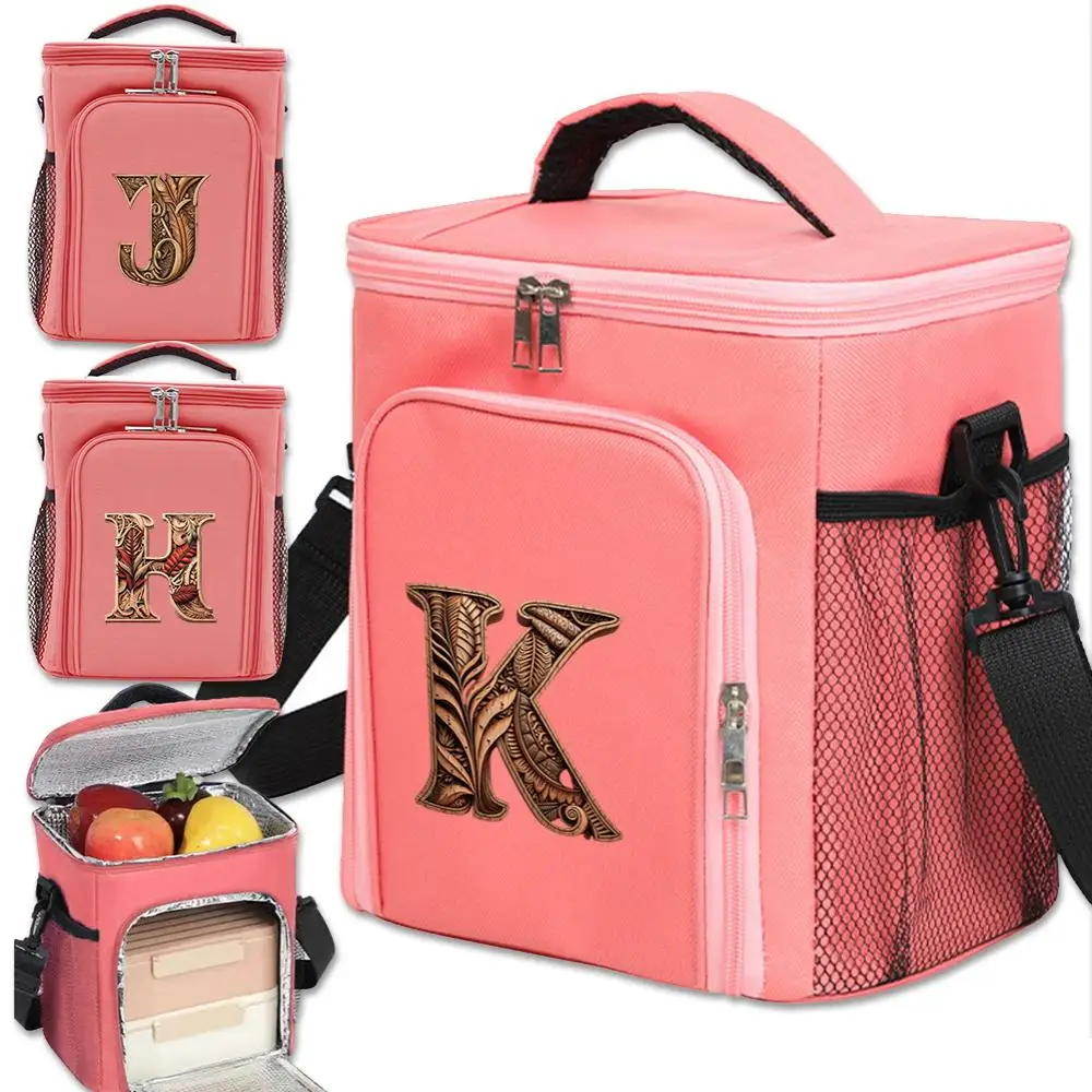 

Portable Lunch Bag Food Thermal Box Wood Art Series Durable Waterproof Office Cooler Lunchbox with Shoulder Strap Insulated