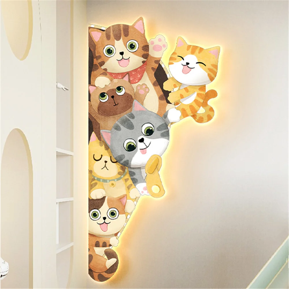 Corner Cat Mural LED Wall Lamp 5