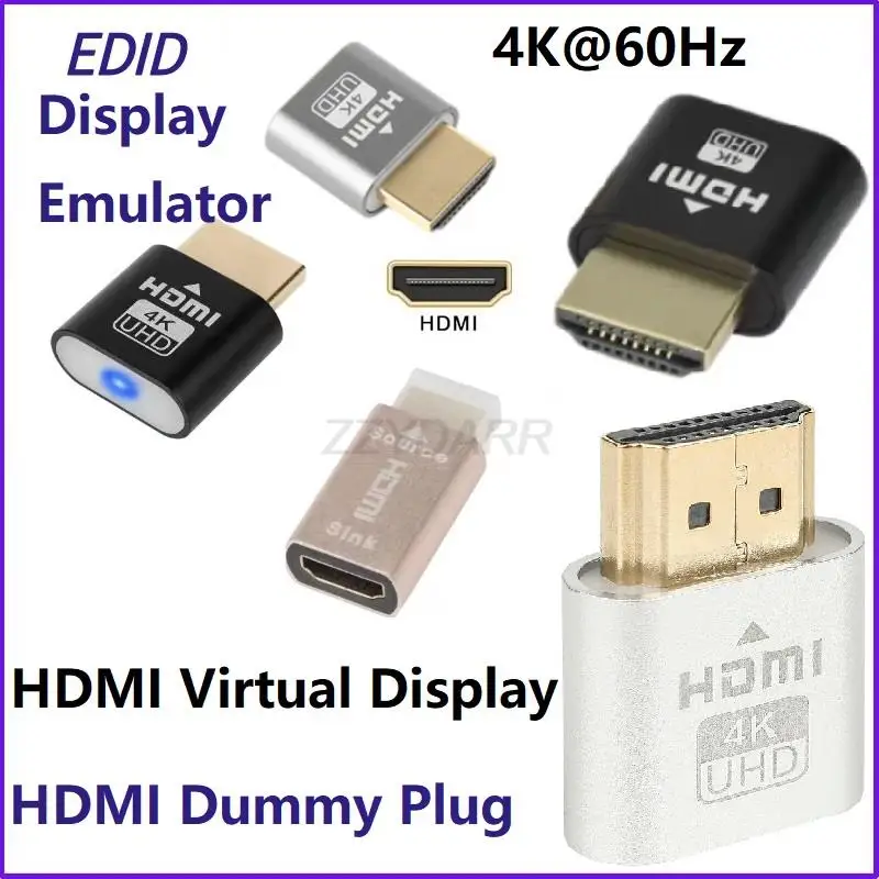 

4K HDMI Dummy Plug Display Emulator Virtual Monitor Headless Display Adapter DDC EDID Emulator Virtual Adapter Headless Ghost