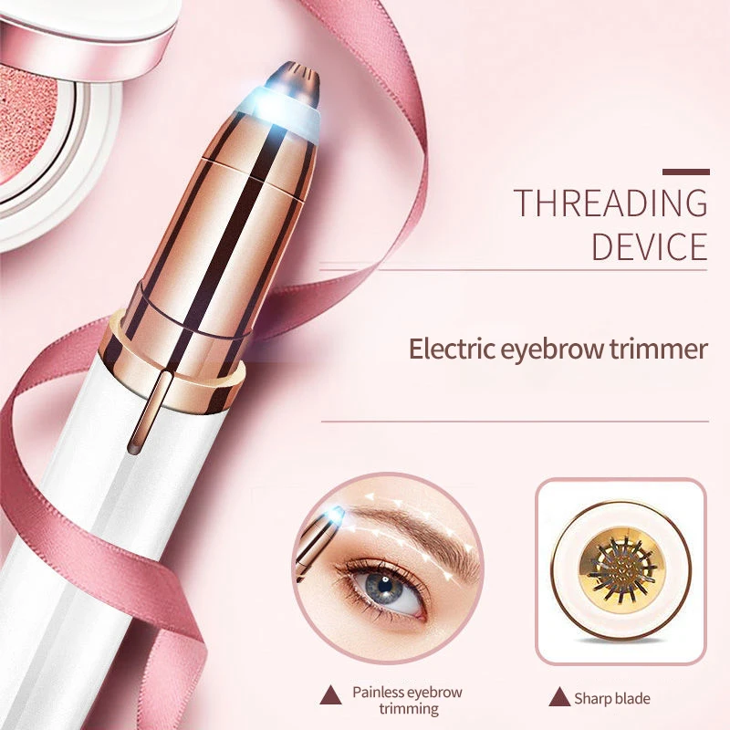 Electric Eyebrow Trimmer Rechargeable Painless Eyebrow Epilator Eyebrow Shaper Shaver Razor Portable Facial Hair Remover Women