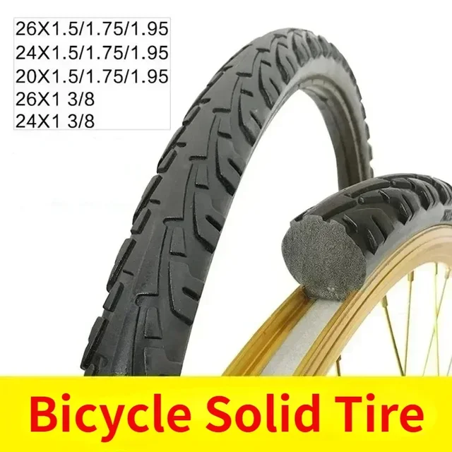 Bicycle solid tire 20/24/26 inch x1.50/1.95/1 3/8 bicycle solid tires 26 inch mtb tire Anti Stab Riding MTB for road bike tyre 2