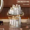 360° Rotating Makeup Organizer, 2 Tiers, High Capacity Cosmetic & Skincare Storage for Vanity, Dresser, Bathroom (Clear White) 1