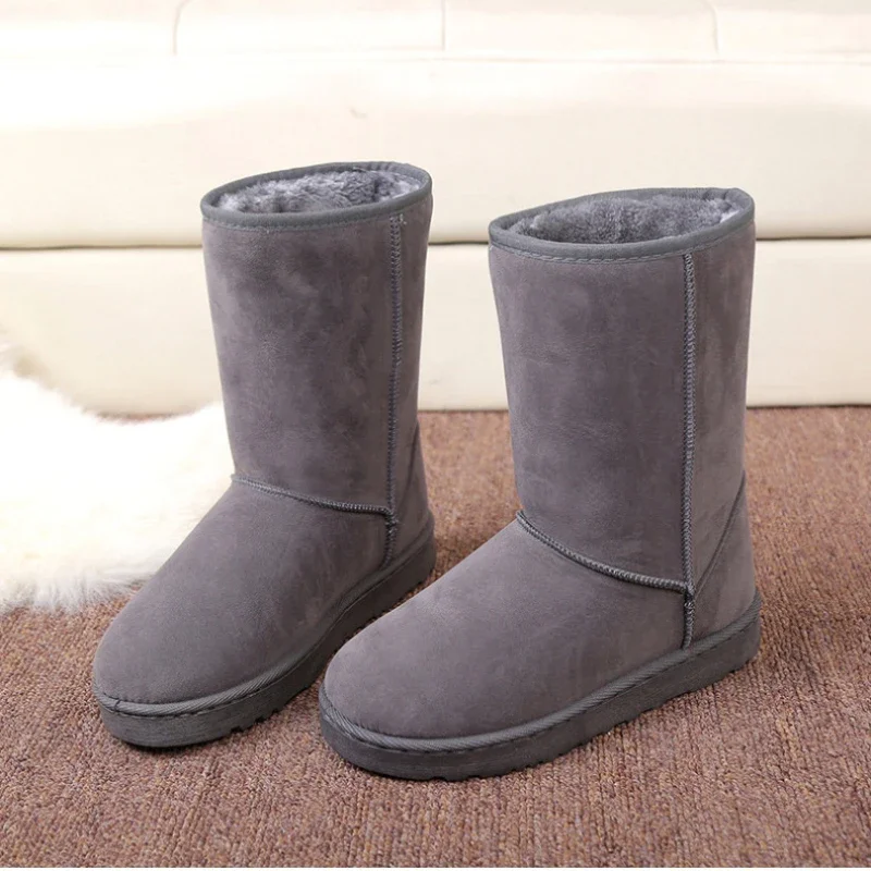 Winter Women Snow Boots New Thickened Plush Boots Anti Slip Martin Boots Fashion Denim Womens Boots Versatile Brown Long Boots
