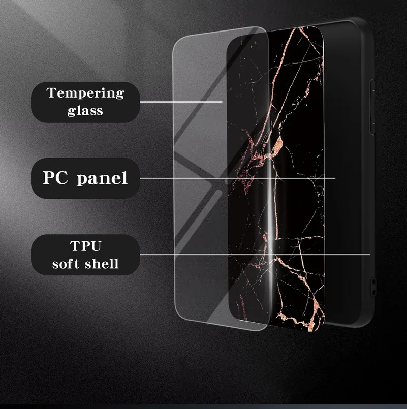 Glossy Marble Tempered Glass Phone Case