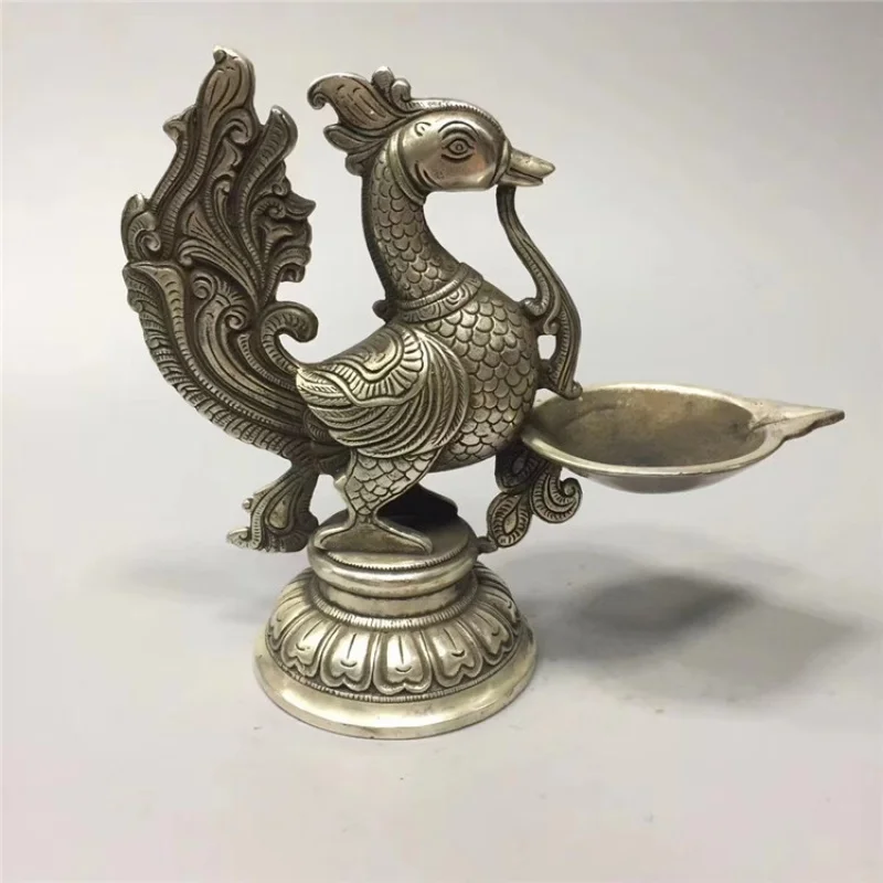 

Manufacturer Antique Sundries Wholesale Bronze Distressed（Antique White Copper Peacock Oil Lamp）Metal Crafts