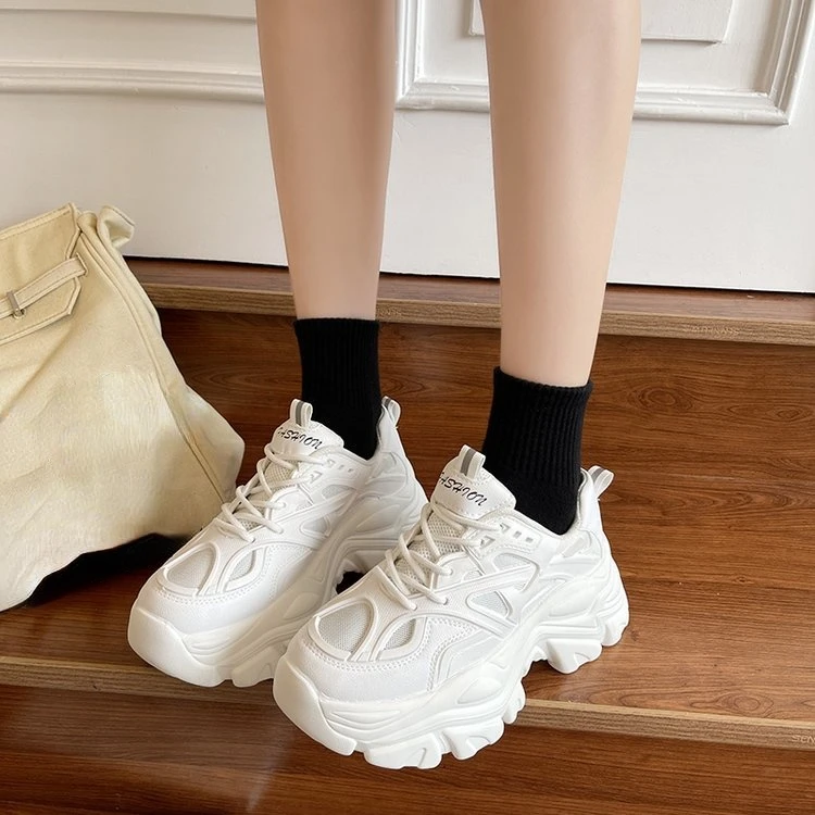 chunky brown platform sneakers