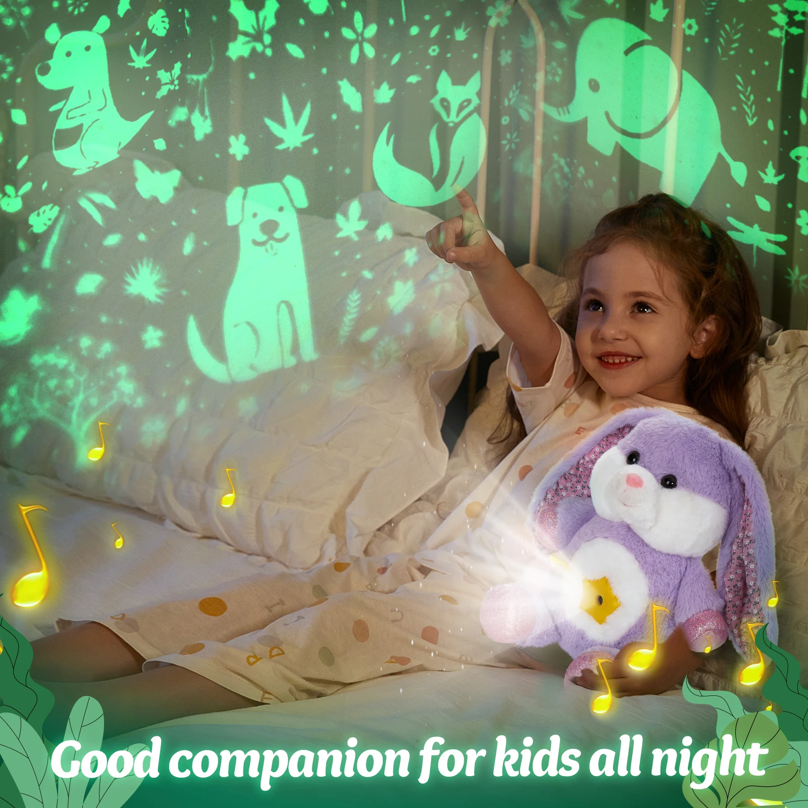 Plush Toy Bunny Projector Luminous Plush Toys Doll Gift Cotton Throw Pillows Stuffed Animals Girls