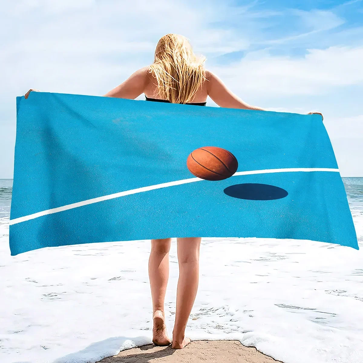 Basketball Large Beach Towel,Soft and Quick Dry Oversized Bath Towel Soft Microfiber for Sports Girls Teens Adults Men
