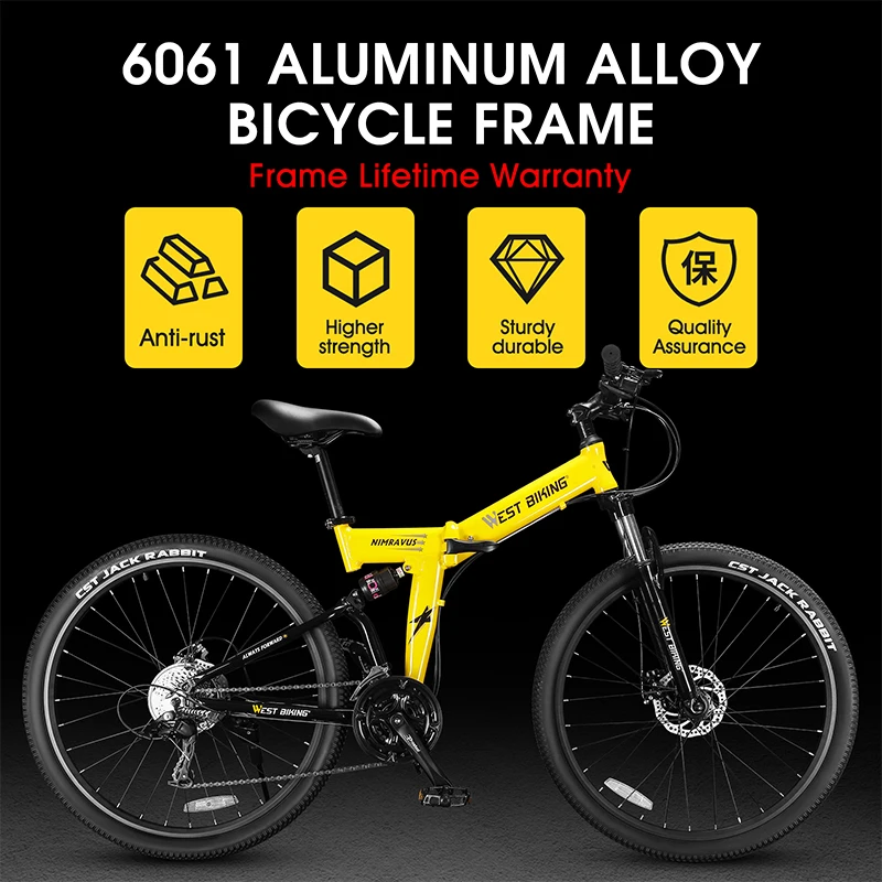 WEST BIKING Mountain Bike Inch Foldable 27 Speed Men Women