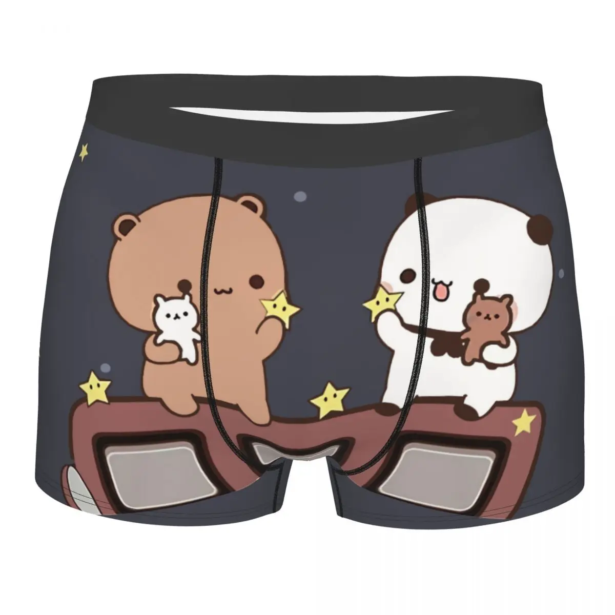 

Watching The Moon Together Men Boxer Briefs Bubu Dudu Cartoon Breathable Creative Underwear Top Quality Print Shorts Gift Idea